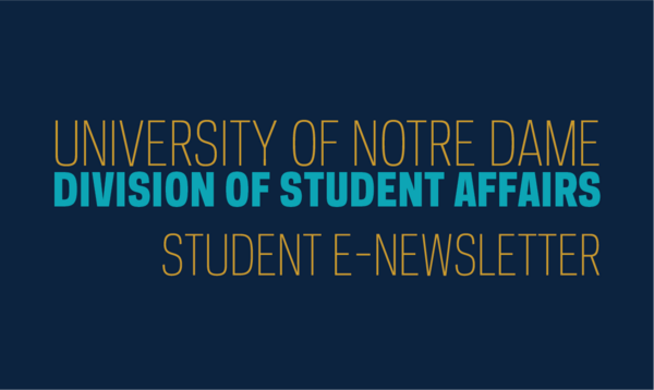 Header reads "Division of Student Affairs Newsletter" in gold and blue.