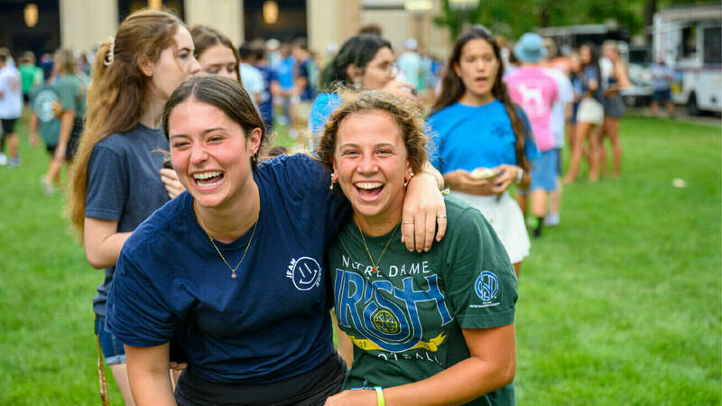 Student laughing on the quad during Welcome Weekend