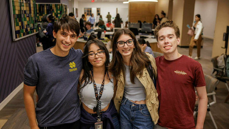 Students posing for a photo inside the Center for Diversity, Equity, and Inclusion